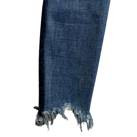 Pistola Audrey Side Stripe Distressed Skinny Blue Jeans High Rise Frayed Hem 24 - Picture 10 of 16